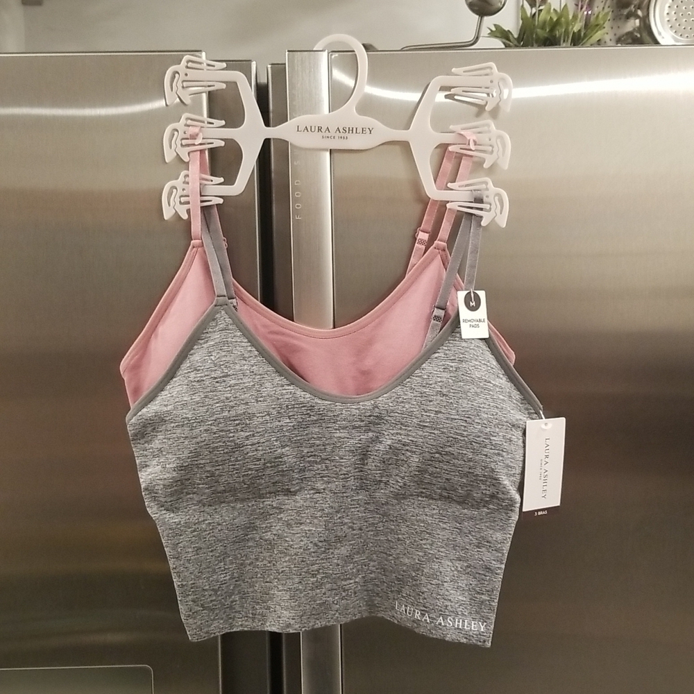 💕LAURA ASHLEY💕 2 Pack Bralettes ~ Pink & Grey Medium M NWT